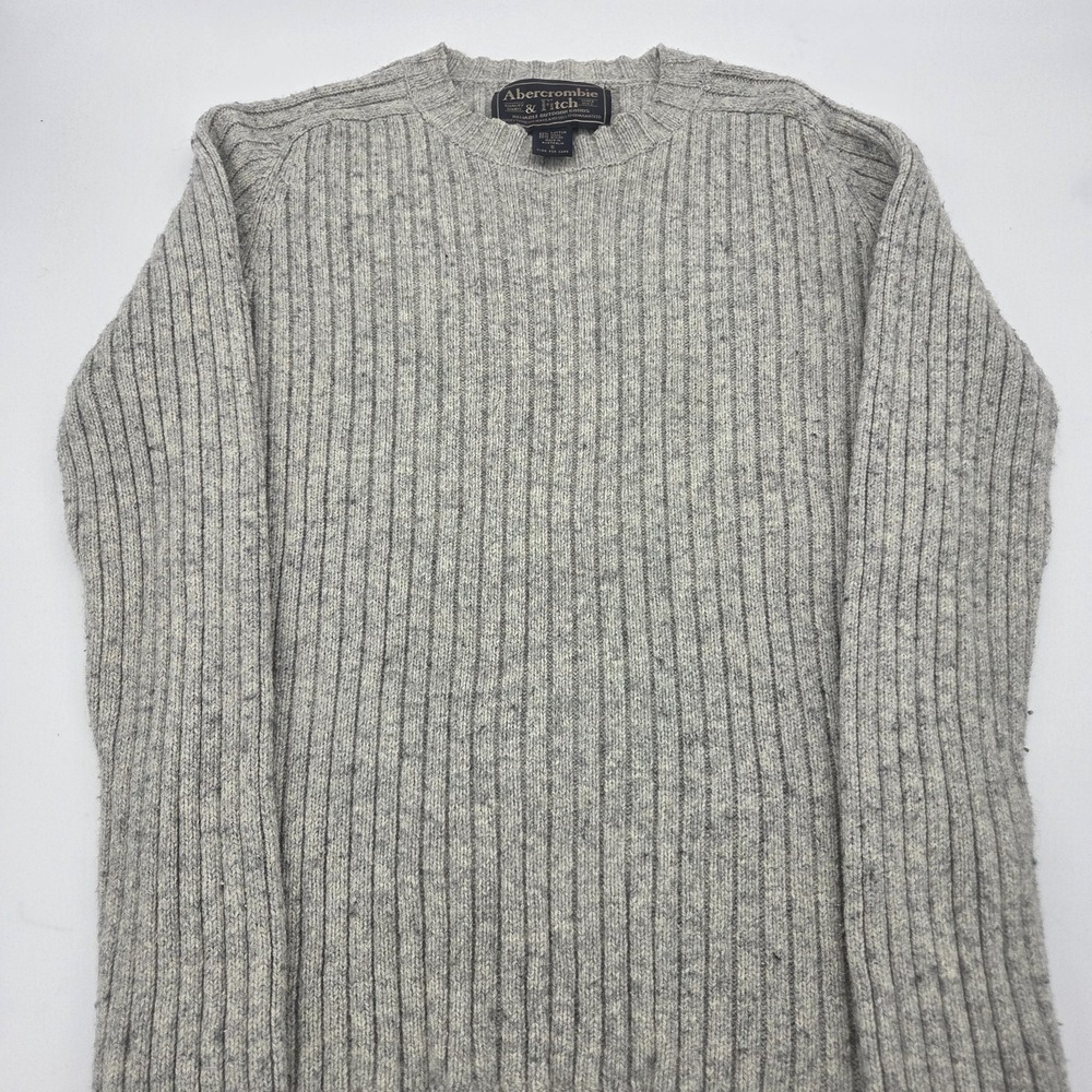 VTG Women's Rib Knit Sweater Wool Blend Crewneck Pullover Small Gray Long Sleeve